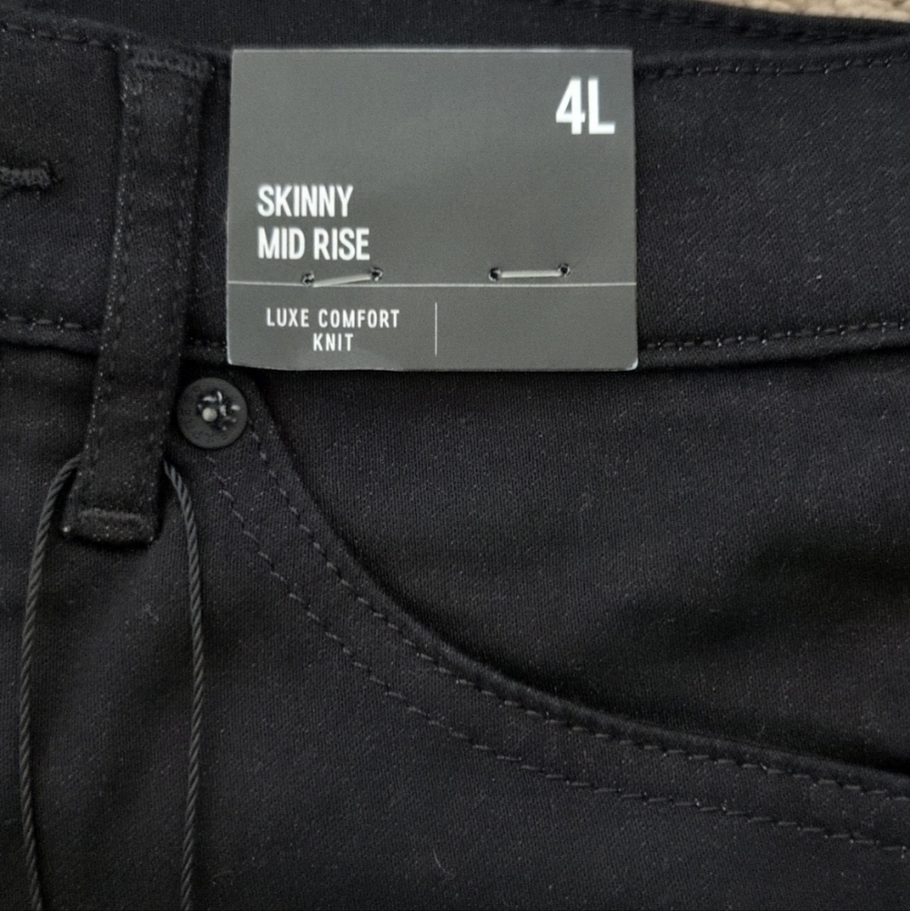 Express Mid Rise Skinny Black Frayed Fringe Hem Long Denim/ Jeans - Picture 6 of 14